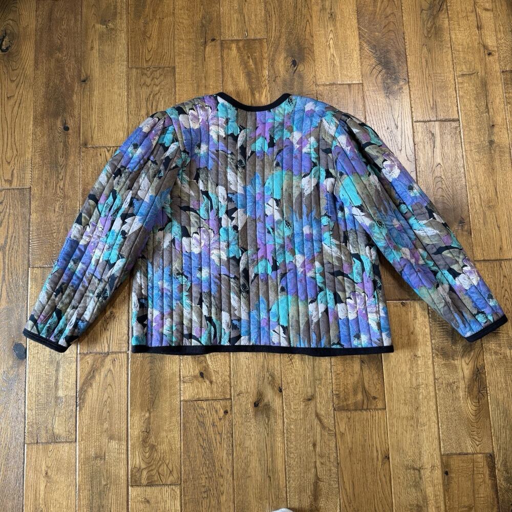 VTG Marc Anthony Quilted Jacket Pastel Colorful Open Front Womens L Made in USA - Picture 6 of 6